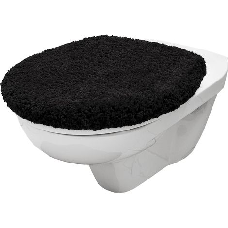 2 Housses d'abattant de WC, 38x48 cm, Polyester doux, Latex antidérapant, Pour salle de bain (1/4)
