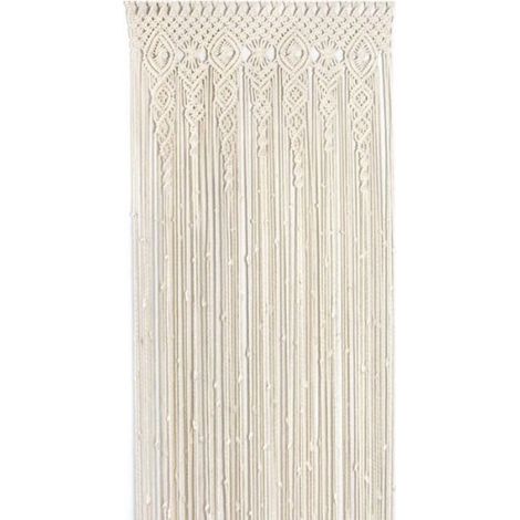 Rideau Macramé - 90 x 180 cm - Décoration Intérieure Murale ou Séparateur de Pièce - Polyester Beige - 1 Pièce (1/5)