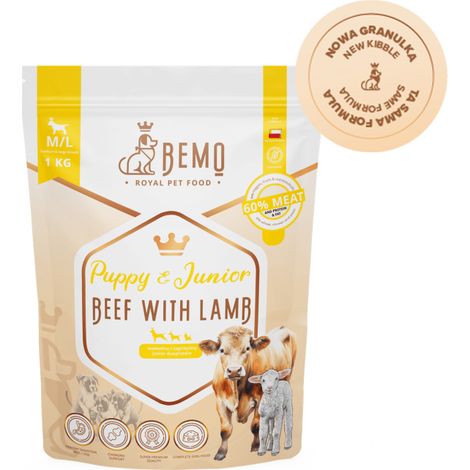 Bemo Puppy & Junior Manzo con agnello - cibo secco per cuccioli e ragazzi con manzo e agnello 1 kg (1/3)