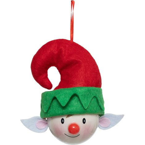 Déco Sapin Boule de Noël D 7.5 cm Tête de Lutin - Feeric Christmas
