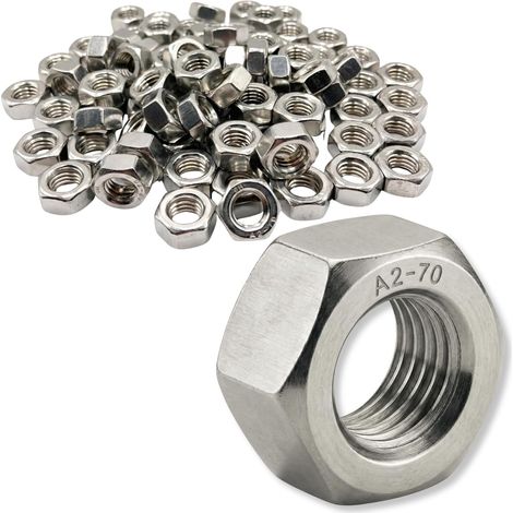 Sechskantmutter M5 aus Edelstahl A2 für Schrauben, Gewindestangen und Bolzen, Ø 5 mm / 5 mm Durchmesser Muttern nach DIN 934 / ISO 4032 Schrauben aus Edelstahl A2/70 (V2A/304): 20er-Packung (1/4)
