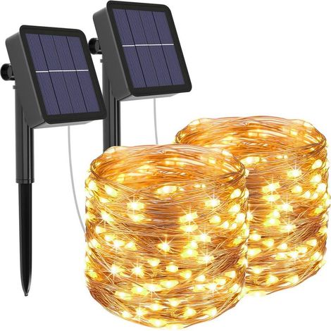 Guirlande Lumineuse Exterieur Solaire, Litogo 10m 100 LED Guirlande Guinguette Solaire Exterieure Étanche 8 Modes Décoration Lumière pour Jardin, Terrasse, Cour, Maison, Noël, Mariage, Fête (1/5)