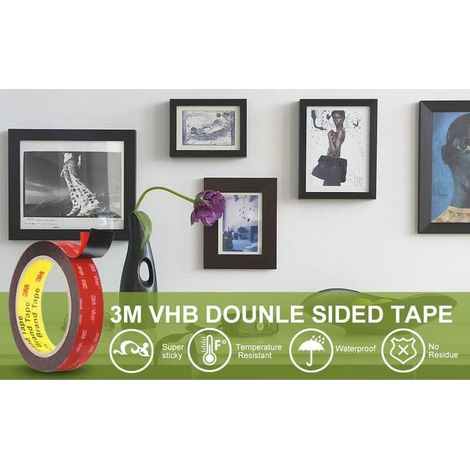 VURAHOME - 3M VHB 5952 Extra starkes doppelseitiges Klebeband, leistungsstarker Montagekleber für den Innen- und Außenbereich, wasserdicht, hochtemperaturbeständig (10 mm x 33 m) (1/4)