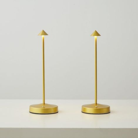 Lampes de Table sans fil, lampe de bureau tactile Led Rechargeable, température de couleur à 3 niveaux,veilleuse à intensité variable,dorée, 2 pièces (1/3)
