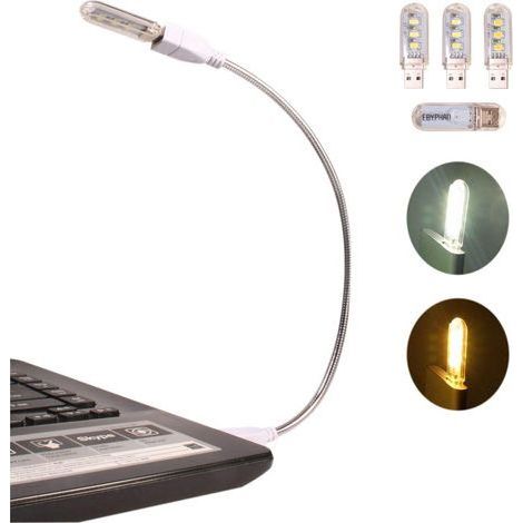 Lampe LED USB moderne, lumière de clavier d'ordinateur pour ordinateur portable, tube col de cygne flexible + abat-jour amovible élégant avec 4 lumières LED USB mixtes (1/5)