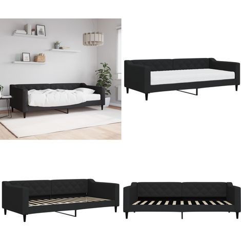 Tagesbett mit Matratze Schwarz 90x200 cm Stoff - Tagesbett - Schlafsofa - Gästebett - Doppelbett - Sofa Bett Kombination - Home & Living (1/5)
