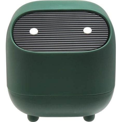 Petite poubelle de bureau avec couvercle,Pour la maison, la chambre à coucher, la cuisine, la voiture, le bureau,Vert (1/5)