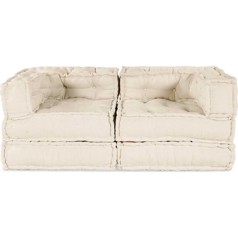 Modulare Sofagarnitur 2 pcs Creme 140 x 70 x 56 cm Stoff