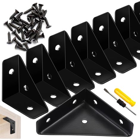 Équerre Noire, Metal Equerre 20 Pcs 90 ° Equerre Fixation pour Meubles de Chevet de Bureau, avec Vis 40 Pcs, Tournevis (1/5)