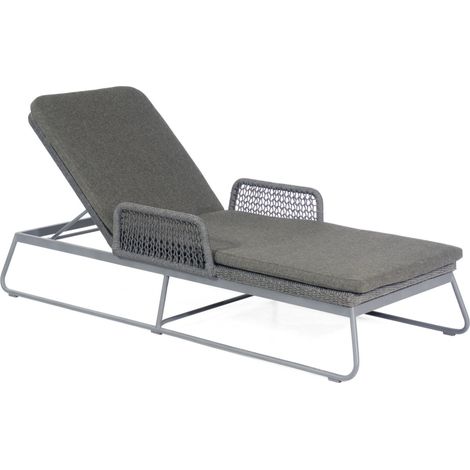 Sonnenpartner Lounge-Liege Poison Aluminium mit Polyrope dunkelgrau mit Auflage Relaxsessel Gartenli