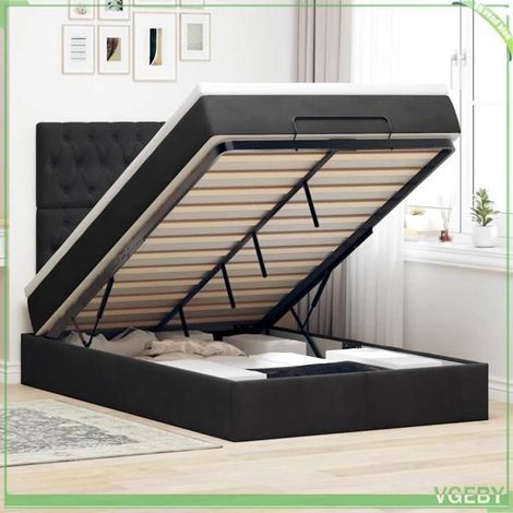 Cadre de lit ottoman avec matelas - 3313531 - Noir - 120x190 cm - Rangement hydraulique (1/5)