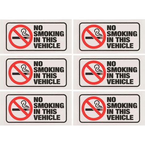 Lot de 6 autocollants « Interdiction de fumer dans ce véhicule » (autocollants d'avertissement pour voiture).-8.50X4.00X0.10CM (1/3)