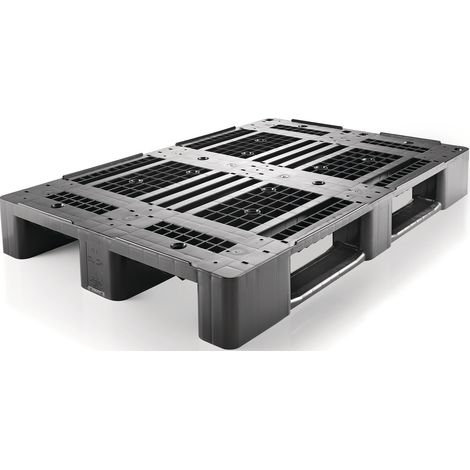 Paletta in plastica L1200xP800xH150mm con 3 assi traforati con bordo in HD-PE