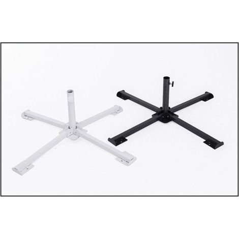 1 Sonnenschirmständer, Stahl, verstellbares Gewinde 38–50 mm, 4 klappbare Beine, Garten, Terrasse, Balkon (1/5)