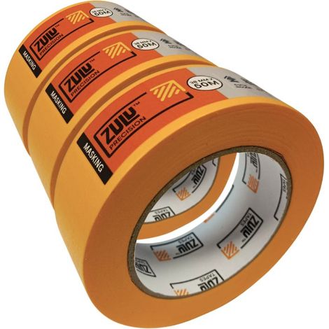 Zulu Precision Outdoor/Indoor Yellow Painters Masking Tape - 38mm x 50m (2-6 months), 3 Pack