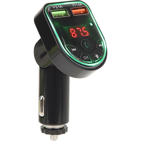 Émetteur Bluetooth pour voiture DC12V-24V, Bluetooth 5.3, 7 couleurs lumineuses, antidérapant, adaptateur/chargeur universel pour autoradio. (1/5)