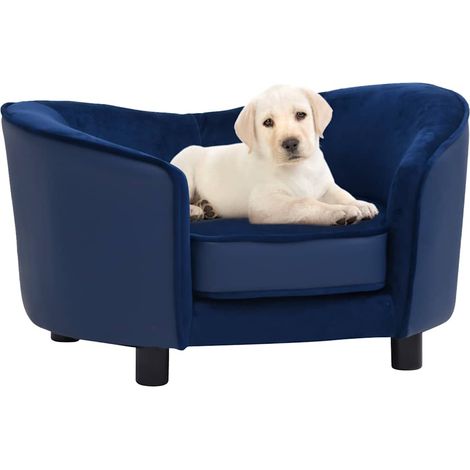 vidaXL Sofá para perros felpa y cuero sintético azul 69x49x40 cm (1/5)