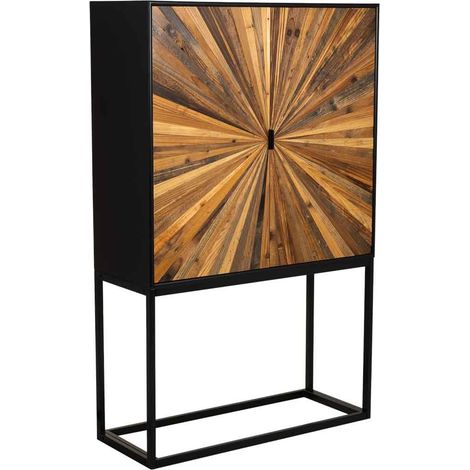 Aparador de madera recuperada marrón con 2 puertas 100x40x160h cm (1/5)