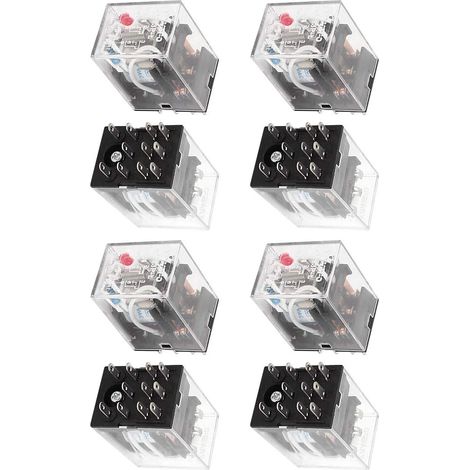 pièces Baumarkt AC 24V prise relais commutation LED rouge 11 broches 3PDT 3NO installation