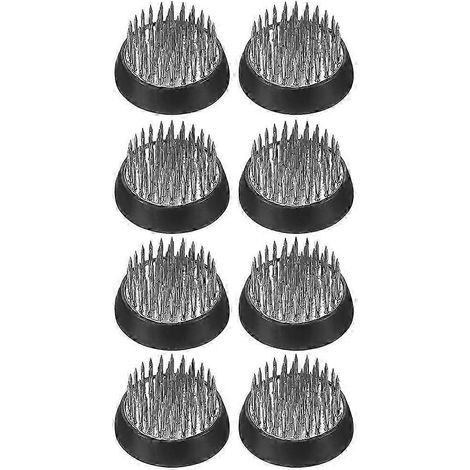 Lot de 8 aiguilles à fleurs rondes en acier de 1,3 pouce, support à fleurs, outils de composition florale, base en caoutchouc. (1/5)