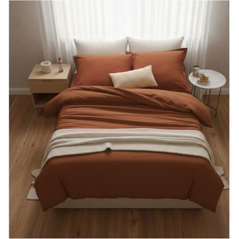 Housse de couette 140 x 200 cm Contemporain uni terracotta (1/3)