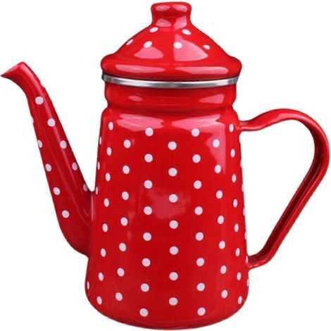 Cafetière émaillée 1,2 L, cafetière à filtre, théière, bouilloire, pot à lait, théière, cafetière, carafe à eau (1/5)
