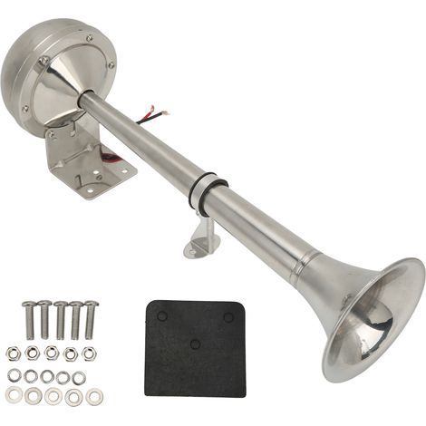 Klaxon pneumatique universel à trompette unique puissante 328 dB 12 V 30 W VXH1112MAR-C en acier inoxydable pour bateaux, camping-cars et yachts (1/5)