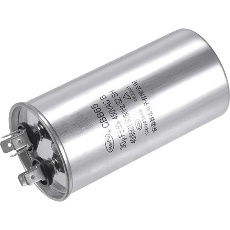 Démarrage Condensateur CBB65, Oval Démarrage Commence Condensateur avec Terminal pour HVAC, Air Climatiseurs, Chauffage Pompes (Argent, 30uF 30MFD 450V AC 40/85/21) (1/5)