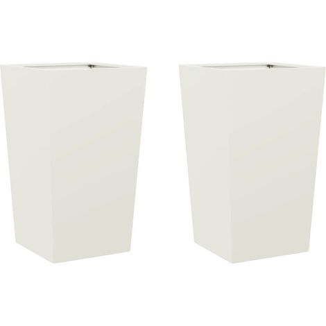 Vaso per fioriera aiuola rialzata piante fiori giardino terrazze set da 2 45 x 45 x 75 cm acciaio bianco 020038979