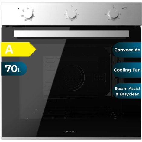 Cecotec – Four multifonction 70L – 2800W, 6 fonctions, minuterie, base vapeur XXL, assistance vapeur, porte triple vitrage, classe A