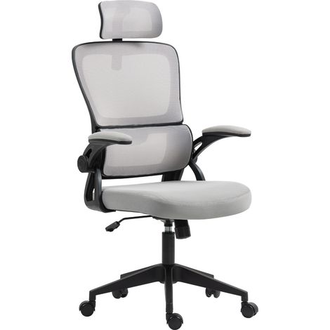 7H SEVEN HOUSE - Silla de Escritorio Ergonómica ErgoFlex Pro, Reposacabezas, Respaldo Transpirable, Altura Ajustable, Reclinable, Soporte Lumbar, Reposabrazos y Ruedas, Negro/Gris Oscuro/Gris Claro
