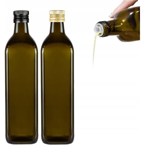 Bouteille Huile D Olive - Verre Épais 750 ml - Forme Carrée - Bouchon Distributeur Compatible 31 5 mm - 1 Pièce (1/5)