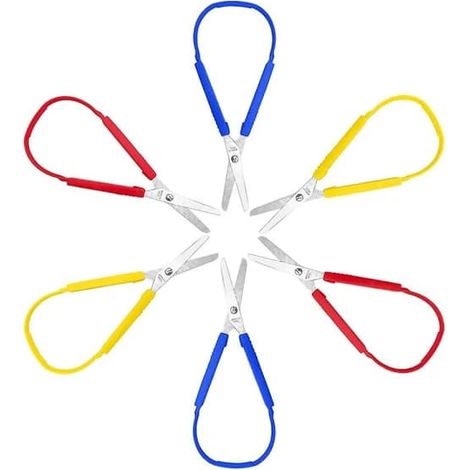 6 pcs self-adhesive scissors with loop, colorful, self-adhesive, adaptive scissors for children, adults, home, office, school (1/3)
