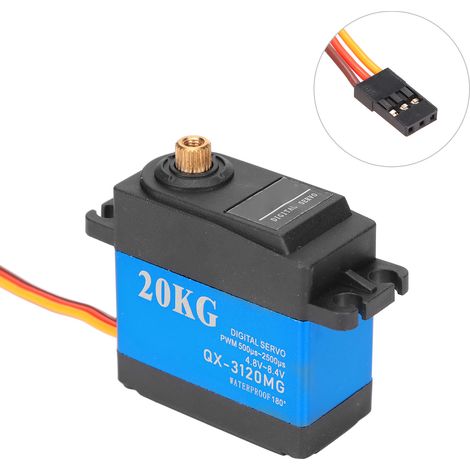 Servo étanche QX-3120MG 20 kg, servo numérique haute vitesse avec engrenages métalliques pour modèles réduits d'avions et de voitures. (1/5)