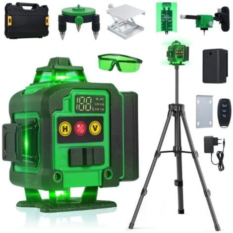 Niveau laser 4D 16 lignes, fonction de nivellement automatique, outil de nivellement complet pour sols et murs, bandes diagonales horizontales verticales (1/5)