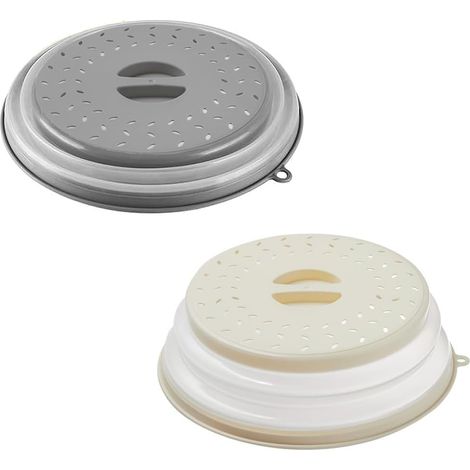Cloche Micro Onde - Couvercle Pliable en PP Sans BPA - avec Trous de Vapeur - pour Réchauffage et Égouttage de Fruits Légumes - 2 Pièces (1/5)