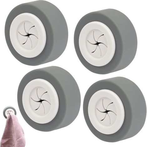 Paquete de 4 ganchos autoadhesivos para toallas de cocina, soporte de abrazadera para toallas de cocina con adhesivo redondo, gancho para toallas de baño con adhesivo ABS, gancho para toallas de cocin (1/5)