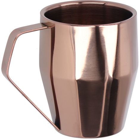 Becher aus doppelwandigem Edelstahl 304 mit diamantierter Oberfläche, europäische Kaffeetasse mit Henkel, Roségold (1/5)