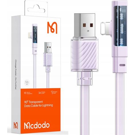 Cavo USB Lightning angolato piatto Mcdodo 36W per iPhone 13 14 viola 1M (1/5)