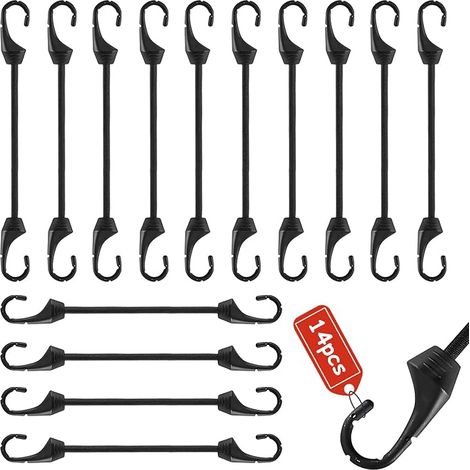 Elastic Bungee Cord with Hooks, 14 Pieces (15 cm) Elastic Bungee Bands with (1/5)