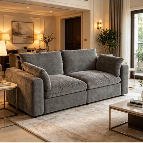 Divano modulare 180 x 91 x 83 cm grigio HAVRYA (1/4)