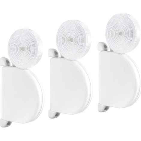 3 Pcs Enrouleur de sangle pour volet roulant, espacement des trous de vis 145 mm, Système Mini, avec sangle incluse de 14 mm x 5 m, Blanc (1/4)