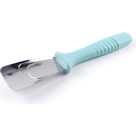 Limpiador de nevera portátil, útil, pala de acero inoxidable, raspador de hielo para congelador, color azul