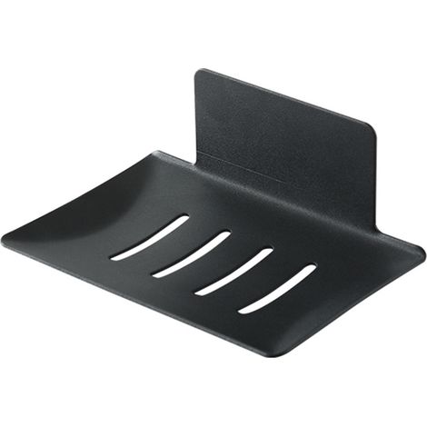 Seifenschale aus Aluminium für Badezimmer, Wandmontage, Seifenschwammhalter, Aufbewahrungsbox, Küchenseifenschale, 1 Stück (Schwarz)