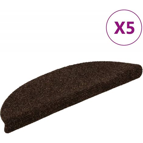 vidaXL Tapis d'escalier auto-adhésifs 5 pièces 56 x 17 x 3 cm Marron Demi-rond (1/5)