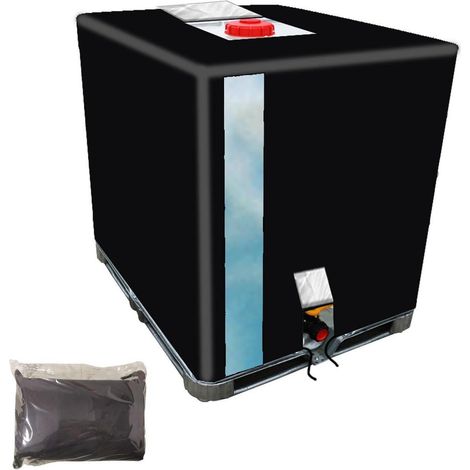 Housse étanche pour cuve IBC 1000L, bâche de protection noire avec fenêtre de lecture (1/5)