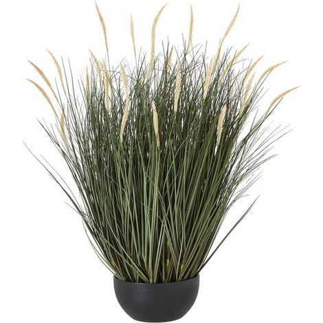 Large Fountain Grass Plant in Pot - Plastic - Height 81 cm - Green