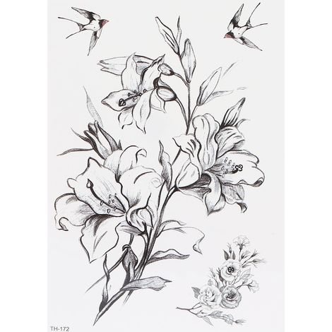 Autocollant tatouage temporaire waterproof TH-172, naturel, pour femme, poitrine, bras, cuisse, motif corporel artistique (1/5)