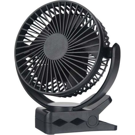 Bardusch-Mini ventilateur Pince USB 5.5 inch avec batterie 5000 mAh, Portable Petit Ventilateur de Bureau, 3 vitesses, double rotation à 360°, avec câble USB, convient pour les familles, les bureaux