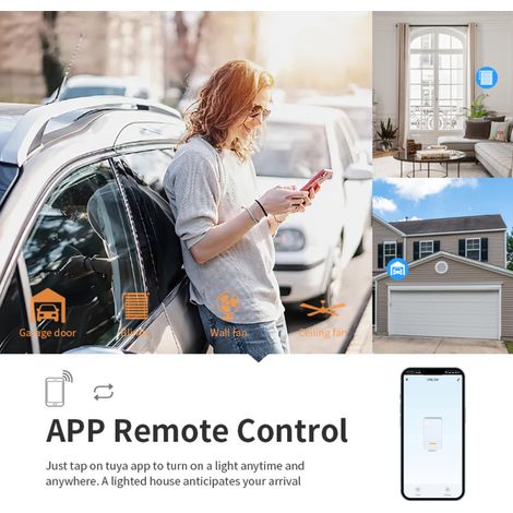 Module disjoncteur intelligent Tuya WIFI RF433 avec commande marche/arrêt à distance via application mobile, compatible avec Google Home pour la commande vocale. (1/5)